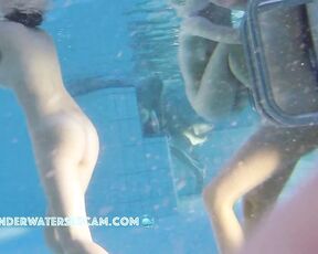 NEW! This hot teen18+ girl has a rendezvous with a busty MILF and flirts during an underwater massage.