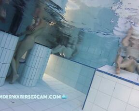 NEW! I found these two cute girls in the sauna pool of a public nudist resort and filmed them right away.