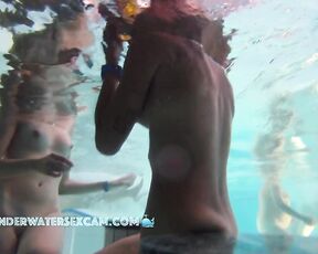 NEW! I found these two cute girls in the sauna pool of a public nudist resort and filmed them right away.