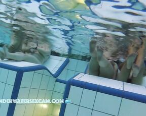 This American Asian and her Latina friend are naked at a nudist resort for the first time and enjoying it.