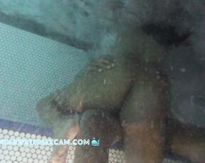This black beauty gets really horny in the jacuzzi and would love to fuck his BBC right away.