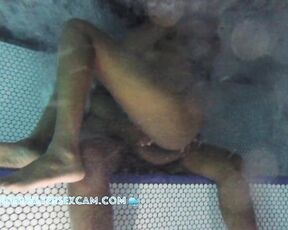 This black beauty gets really horny in the jacuzzi and would love to fuck his BBC right away.