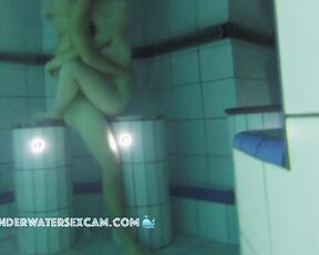 NEW! The young teen couple goes outside to the sauna pool to fuck in the dark.