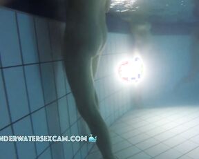NEW! A beautiful young girl with small breasts and nipples enjoys the warm water in the sauna pool.