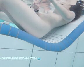 NEW! The pretty girl looks for the best position for her massage but shows her nipples.