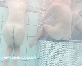 NEW! The bitch in the middle of the group of girls got so horny because she's naked.