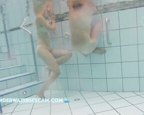 NEW! Two hot ladies love showing off their beautiful bodies in the sauna pool.
