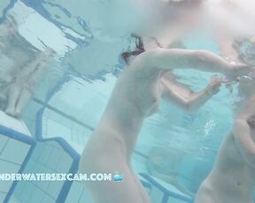 NEW! These teen girls were surprised to be so horny being naked in the sauna pool.