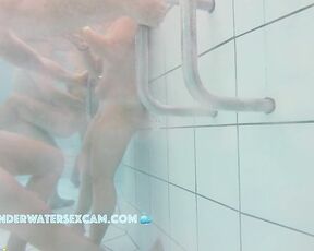 NEW! Pretty young girl with small titties is ready to mate in the sauna pool