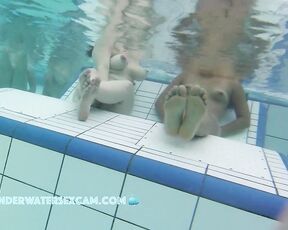 NEW! So there's still room between the two teen chicks for a guy with a big hard dick!