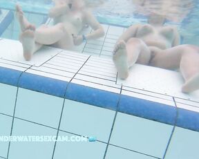 NEW! These girls are so horny and talk about how good it would be to fuck in the public pool right now.