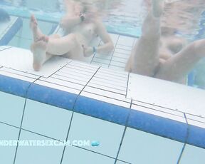 NEW! These girls are so horny and talk about how good it would be to fuck in the public pool right now.