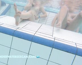 NEW! These girls are so horny and talk about how good it would be to fuck in the public pool right now.
