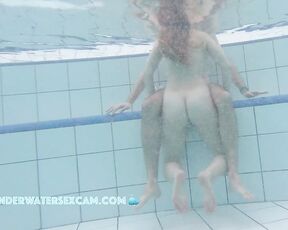 NEW! Playing with a pretty naked girl in the warm water of the public sauna pool is always fun.