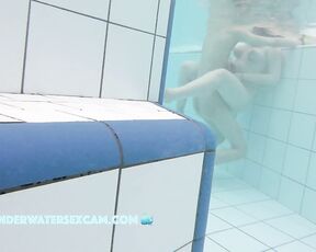 NEW! This young couple has their first sexual experience in a public sauna pool and they really enjoy it.
