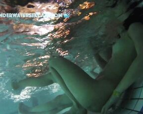 NEW! This girl is surprised by the underwater jets in the lounger, but then she realizes what she can do with them.