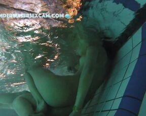 NEW! This girl is surprised by the underwater jets in the lounger, but then she realizes what she can do with them.