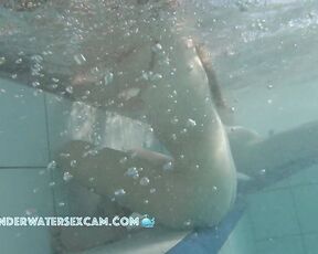 NEW! This hot girl is telling me that it's her first time naked in the sauna pool and she finds it pretty exciting.