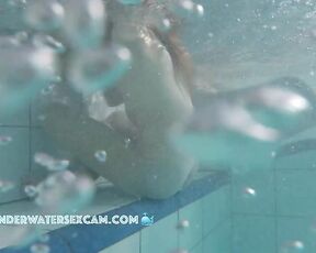 NEW! This hot girl is telling me that it's her first time naked in the sauna pool and she finds it pretty exciting.