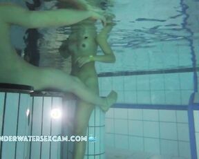 NEW! Hot Latina girl is naked in the sauna pool for the first time and seems to be enjoying it.