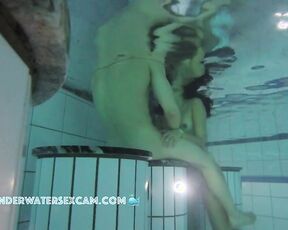 NEW! Hot Latina girl is naked in the sauna pool for the first time and seems to be enjoying it.