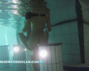 NEW! Hot Latina girl is naked in the sauna pool for the first time and seems to be enjoying it.