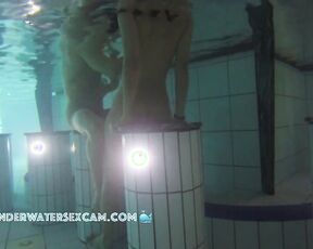 NEW! Hot Latina girl is naked in the sauna pool for the first time and seems to be enjoying it.