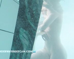 NEW! A pretty girl filmed with a hidden camera while she waits at a nudist resort and the voyeur talks to her.