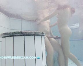 NEW! When a teenage couple is naked together in the sauna pool for the first time, they always get so horny.