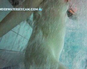 NEW! This young girl discovered the floor bubbler in the sauna pool and uses it to masturbate.