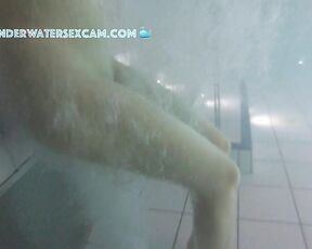 NEW! This young girl discovered the floor bubbler in the sauna pool and uses it to masturbate.