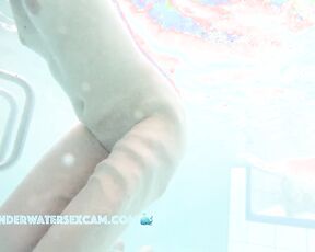 NEW! This horny MILF would love to masturbate a lot more with the underwater jet, but unfortunately her husband is nearby