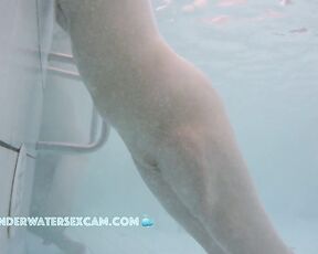 NEW! This horny MILF would love to masturbate a lot more with the underwater jet, but unfortunately her husband is nearby