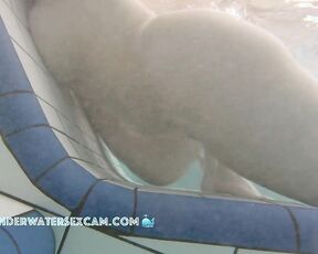 NEW! This big girl with big boobs is having a lot of fun with the underwater massage jets in the lounger.
