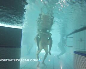 NEW! This young couple is having sex in every corner of the sauna pool to see where it feels best