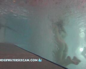 NEW! This young lesbian couple uses the underwater jet at the bottom of the sauna pool to masturbate together