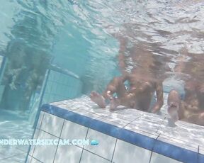 NEW! This cute couple loves to soak up the summer sun naked in the water on an underwater lounger