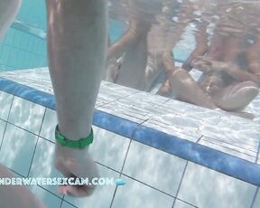 NEW! This cute couple loves to soak up the summer sun naked in the water on an underwater lounger