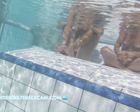 NEW! This cute couple loves to soak up the summer sun naked in the water on an underwater lounger