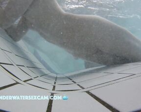 NEW! I was hoping she'd masturbate on the underwater lounger, but instead her boyfriend is doing it