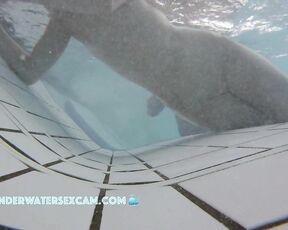 NEW! I was hoping she'd masturbate on the underwater lounger, but instead her boyfriend is doing it