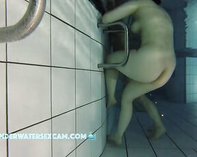 NEW! This lesbian girl discovers the underwater jet, and her girlfriend lets her masturbate