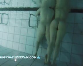 NEW! This lesbian girl discovers the underwater jet, and her girlfriend lets her masturbate