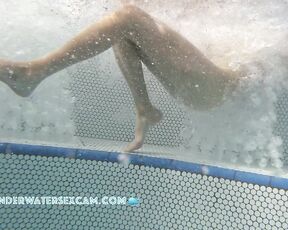 NEW! She loves having her pussy and her extremely long legs massaged by the bubbles in the hot tub
