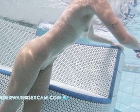NEW! She loves having her pussy and her extremely long legs massaged by the bubbles in the hot tub