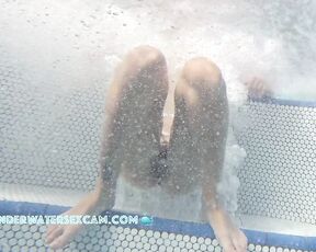 NEW! She loves having her pussy and her extremely long legs massaged by the bubbles in the hot tub