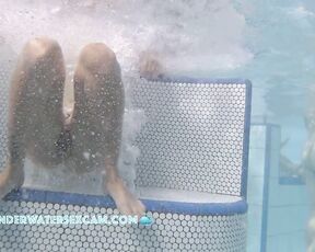 NEW! She loves having her pussy and her extremely long legs massaged by the bubbles in the hot tub