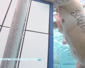 NEW! As she watches the other naked people, she gets turned on and crosses her legs to turn herself on even more.