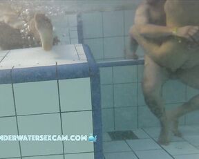 NEW! Even though the sauna pool is packed with people, no one notices that this young couple is really having sex.