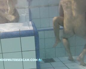 NEW! Even though the sauna pool is packed with people, no one notices that this young couple is really having sex.